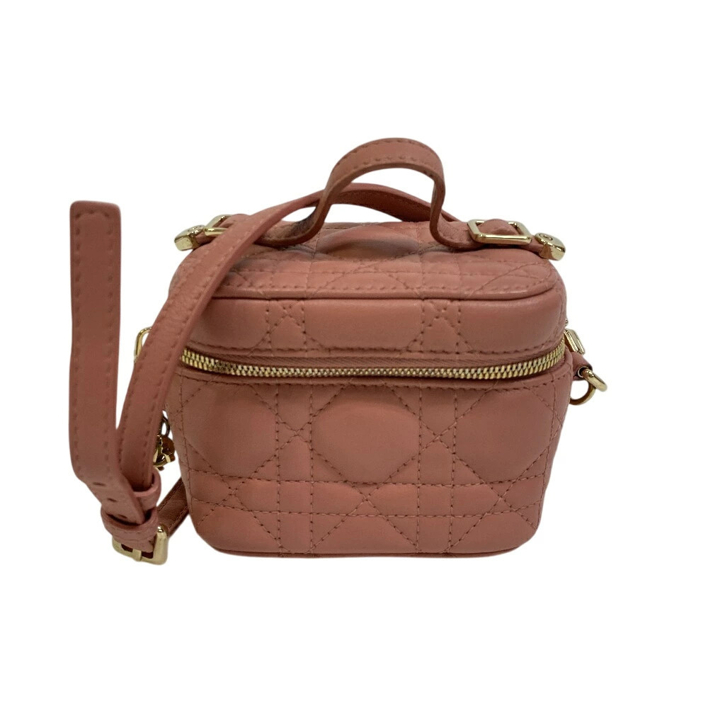 Christian Dior Vanity Clutch Cannage Shoulder Bag Handbag Crossbody Pink